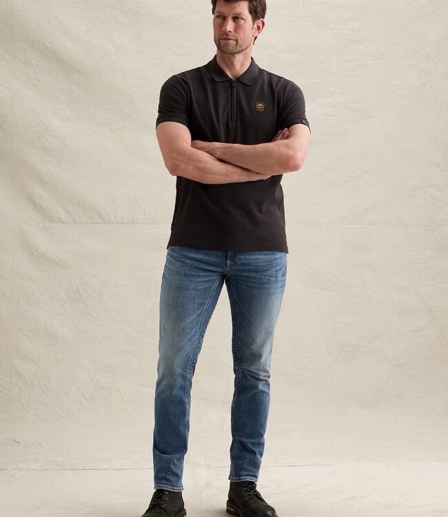 PME LEGEND Polo PIQUE MET RITSSLUITING PME LEGEND OBSIDIAN