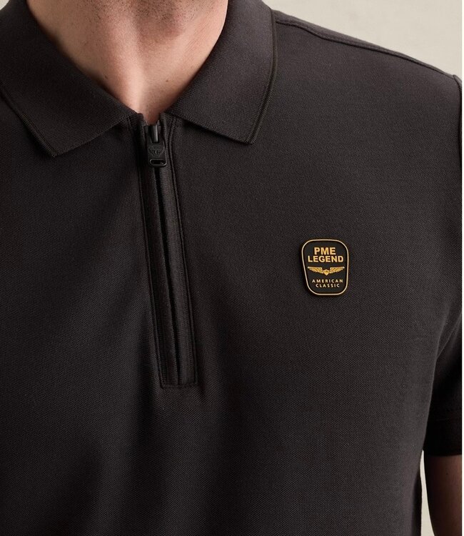 PME LEGEND Polo PIQUE MET RITSSLUITING PME LEGEND OBSIDIAN