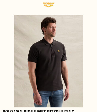 PME LEGEND Polo PIQUE MET RITSSLUITING PME LEGEND OBSIDIAN