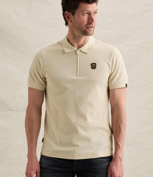 PME LEGEND Polo PIQUE MET RITSSLUITING PME LEGEND BONE WHITE
