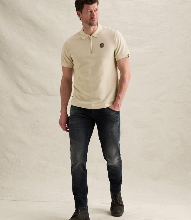 PME LEGEND Polo PIQUE MET RITSSLUITING PME LEGEND BONE WHITE