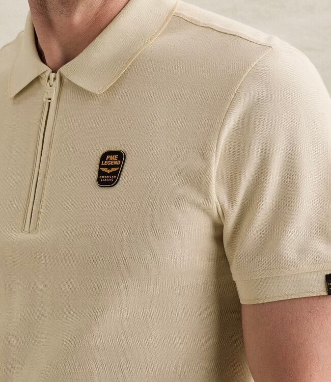PME LEGEND Polo PIQUE MET RITSSLUITING PME LEGEND BONE WHITE