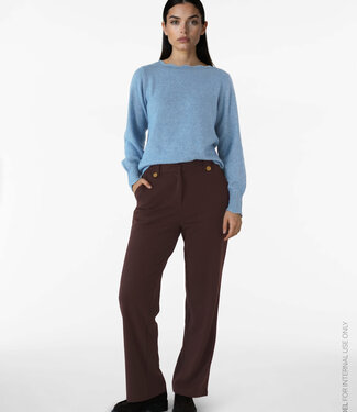 VILA Broek CLUA WIDE BUTTON VILA COFFEE BEAN