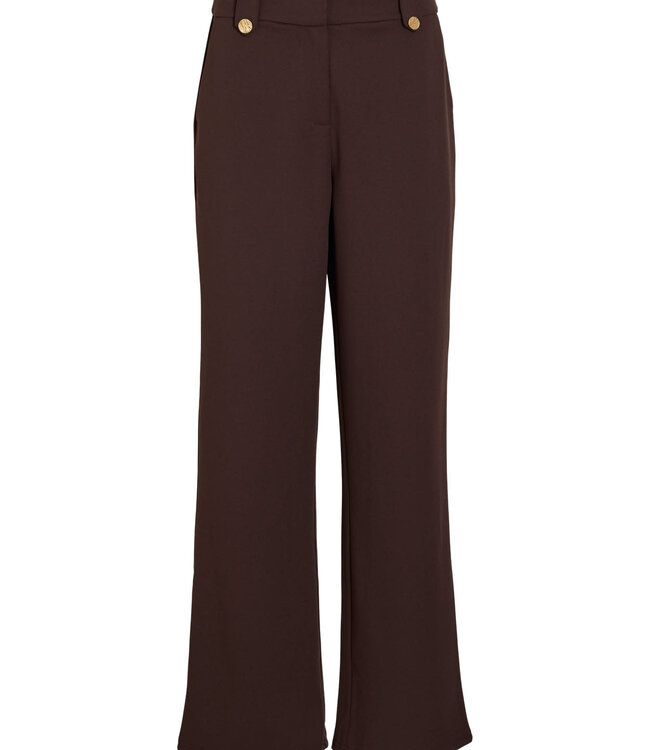 VILA Broek CLUA WIDE BUTTON VILA COFFEE BEAN