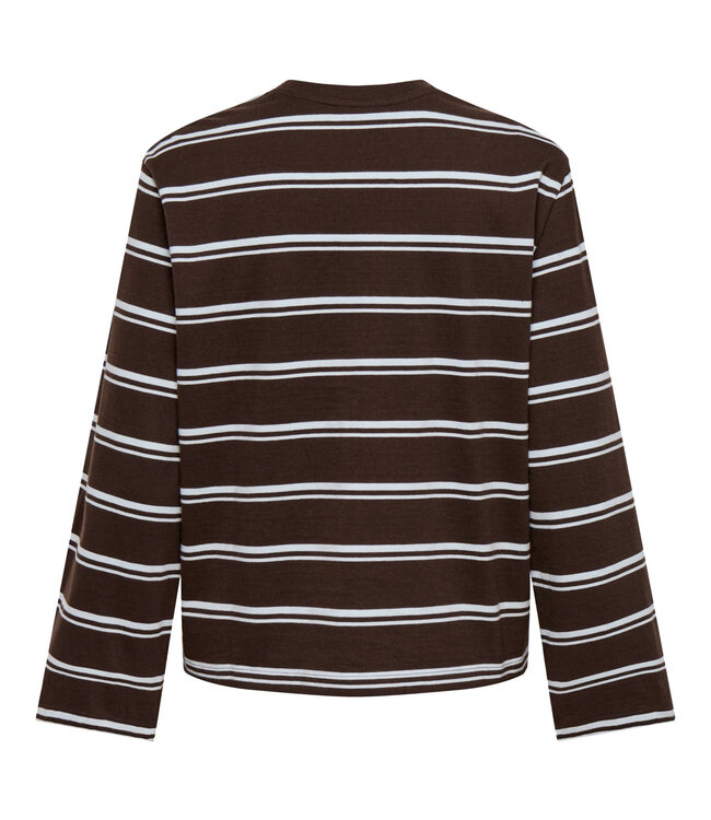 ONLY T-Shirt FREJA STRIPE WIDE ONLY COFFEE BEAN BLUE
