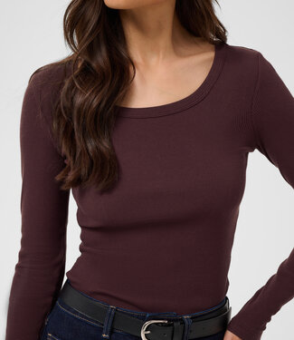 KAFFE T-Shirt CARNA LONG SLEEVE KAFFE FUDGE