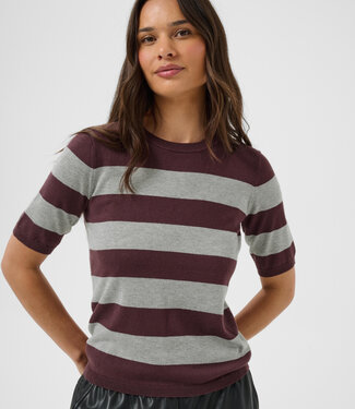 KAFFE T-Shirt LIZZA STRIPED KAFFE FUDGE GREY