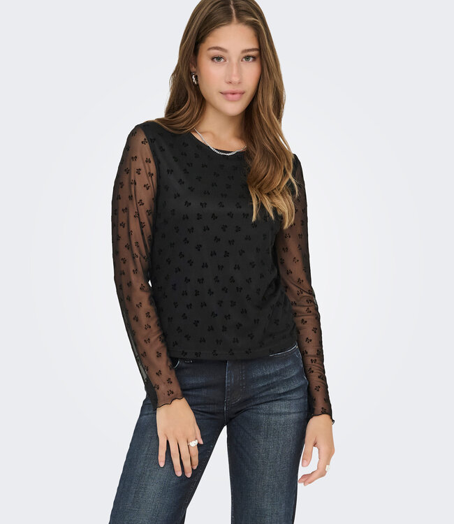 ONLY T-Shirt SIENA MESH FLOCK ONLY  BLACK