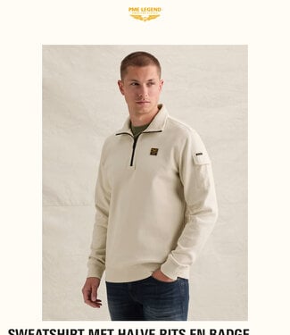 PME LEGEND Pull HALF ZIPPER COLLAR JERSEY PME LEGEND BONE WHITE