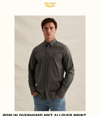 PME LEGEND Hemd PRINT ON POPLIN PME LEGEND OBSIDIAN