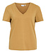 VILA T-Shirt LUXI GLITTER V-NECK VILA AMBER GOLD