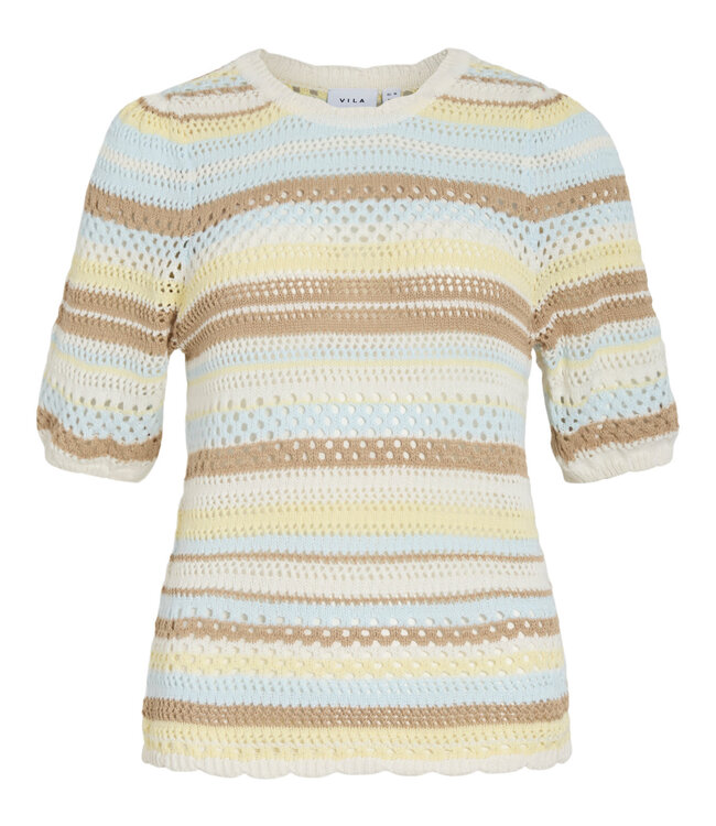 VILA Pull MINA STRIPE VILA PASTEL YELLOW