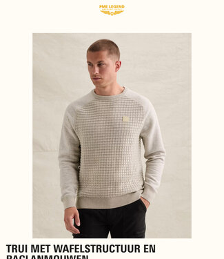 PME LEGEND Pull WAFELSTRUCTUUR EN RAGLANMOUW PME LEGEND WHITE