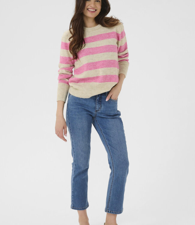 KAFFE Pull NIEL KAFFE STRIPED FEATHER GRAY MELANGE 108950