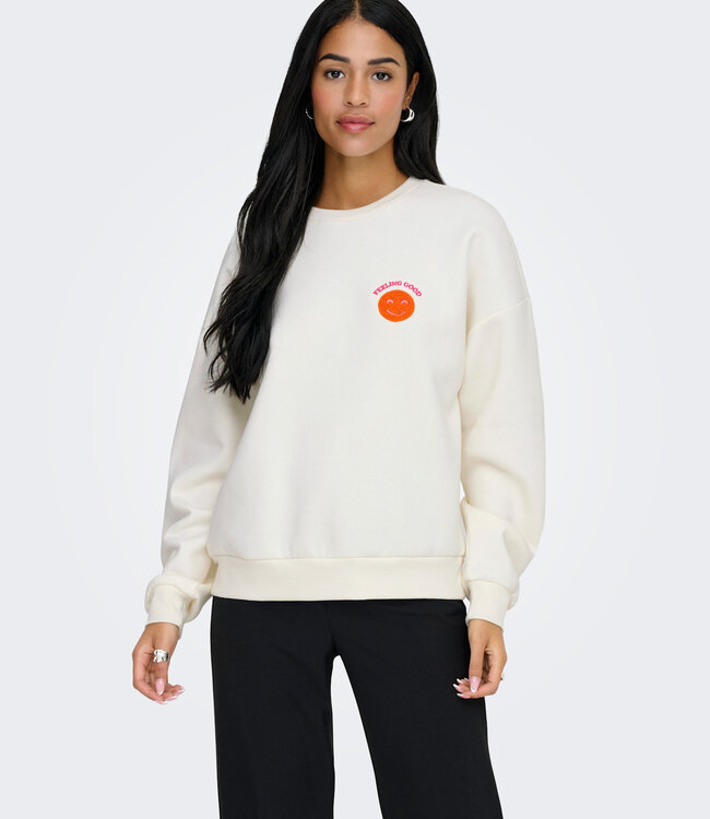 ONLY Pull SWEATER DAZE TERRY BACK PRINT ONLY CLOUD DANCER