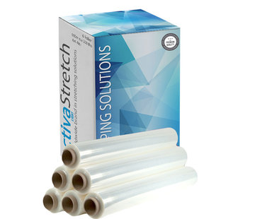 Specipack Stretchfolie Wikkelfolie Handrollen 6 stuks Light 17 my eenzijdig Klevend en Transparant - 50 cm x 300 m - Doos met 6 rollen Palletfolie
