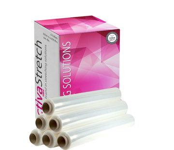 Specipack Stretchfolie Wikkelfolie Handrollen 6 stuks Power 23 my eenzijdig Klevend en Transparant - 50 cm x 300 m - Doos met 6 rollen Palletfolie