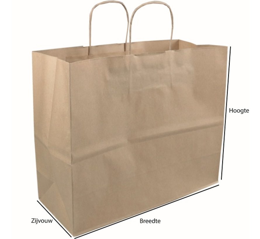 Bedrukte papieren tasjes - 18 x 8 x 22 cm - Per 100 stuks - Keuze uit kleur en handgreep