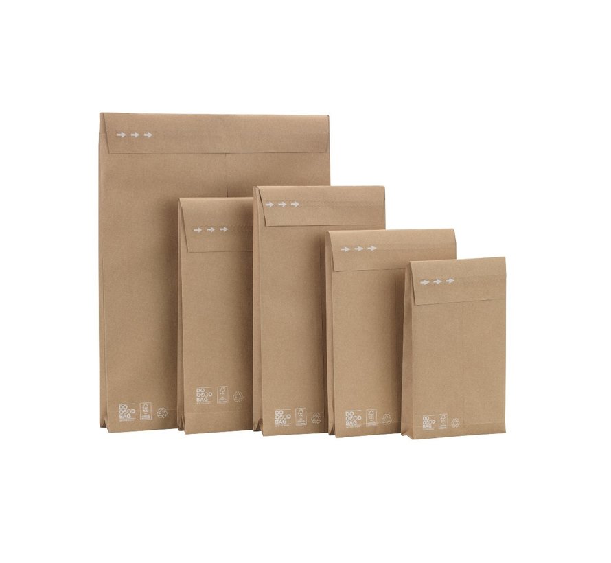 Papieren verzendzakken - do good bag - 250 x 350 x 50 mm - 135g - met retourstrip - 100 stuks