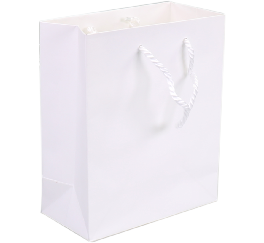 Luxueuze papier tas - gedraaid koord - 22 x 10 x 29 cm - wit - 100 stuks