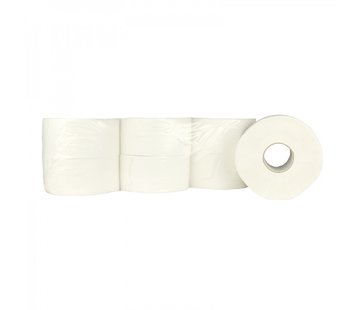 Toiletpapier Jumbo Mini 100% cellulose - 2 laags - 12 rollen van 180 meter in folie