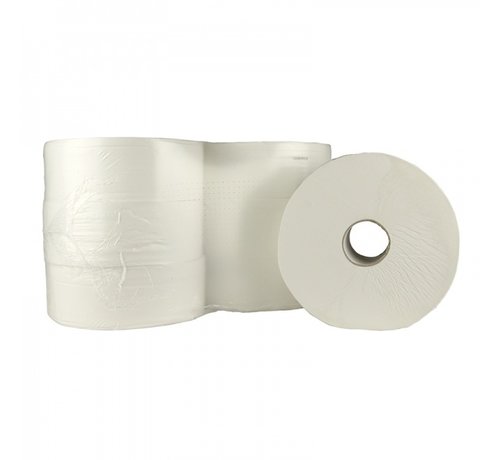 Toiletpapier Jumbo Maxi 100% cellulose - 2 laags - 6 rollen van 380 meter in folie