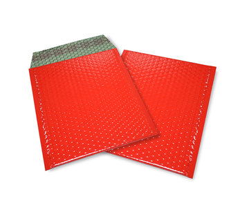 Rood luchtkussen enveloppen metallic glanzend D 180 x 250 mm A5+ - Doos met 100 stuks