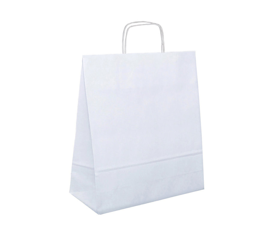 Papieren tasjes - 22 x 10 x 31 cm - Gedraaid Koord of Platte Handgreep - 250 stuks