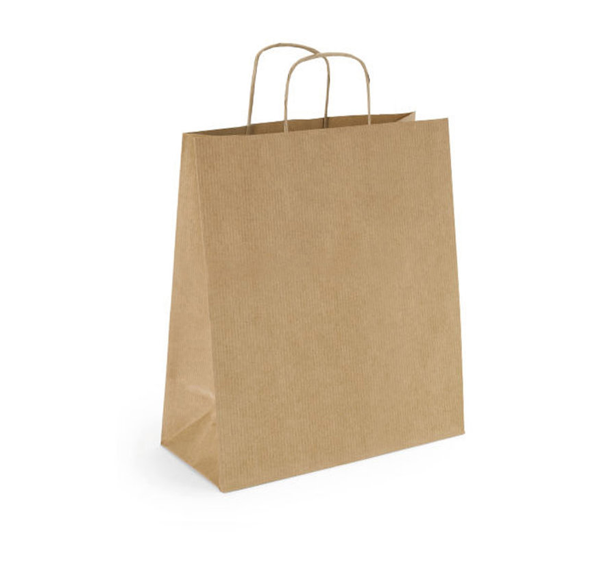 Papieren tasjes - 22 x 10 x 28 cm - Gedraaid koord - 250 stuks