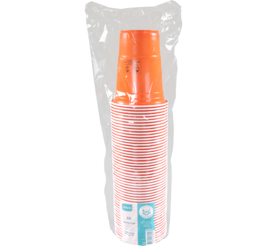 Partycup beker - oranje - 400 ml - 16 oz - oranje - 50 stuks per verpakking