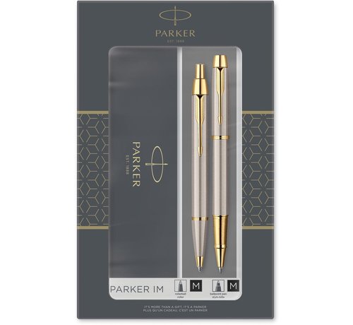 Parker Parker IM Brushed Metal GT Rollerpen + balpen in Gift Box