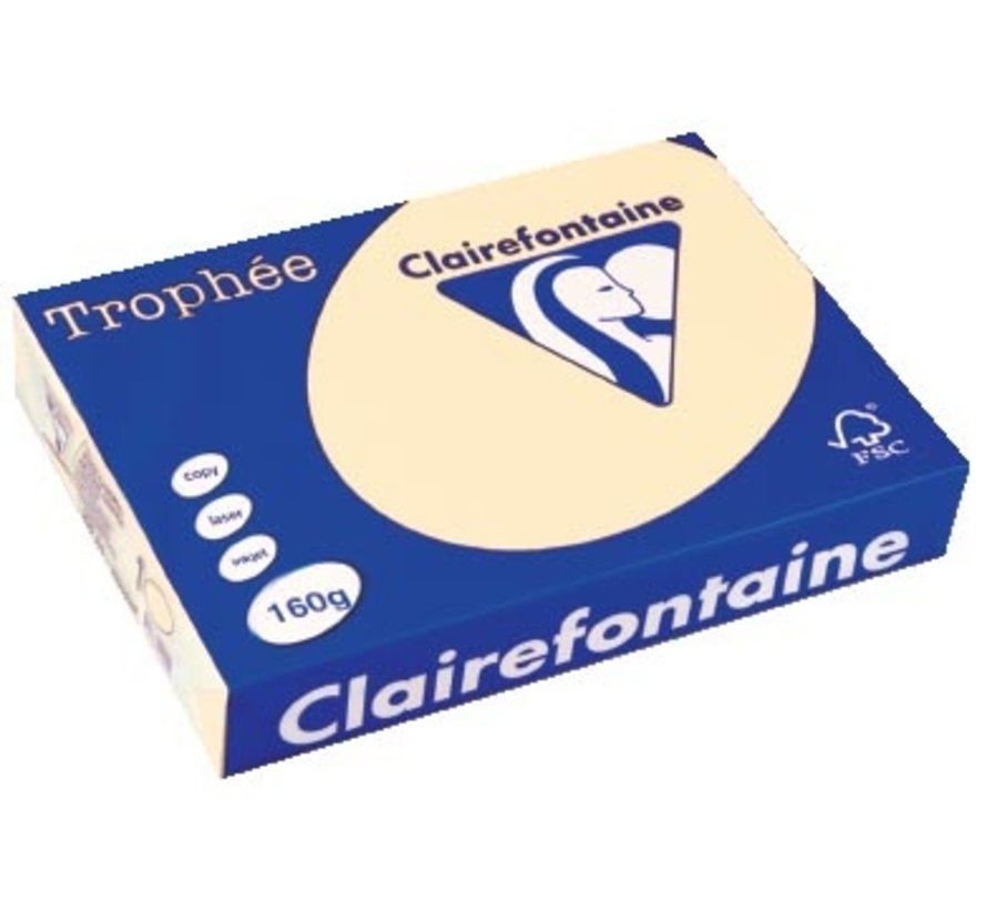 Clairefontaine Trophée  Pastel - Gekleurd Papier - A4, - 160 g - 250 vellen - Crème