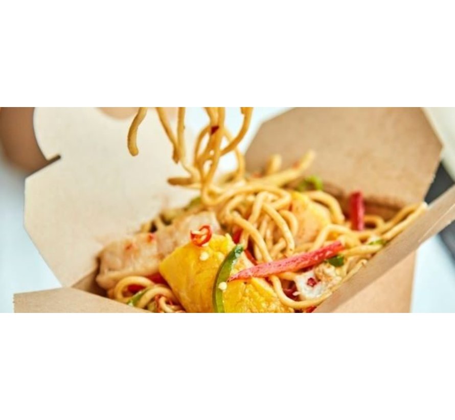 Noodle box kraft - bruin - wok to go - 450 ml 16 oz - 85 x 71 mm - 500 stuks