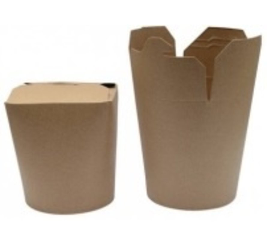 Noodle box kraft - bruin - wok to go - 450 ml 16 oz - 85 x 71 mm - 500 stuks