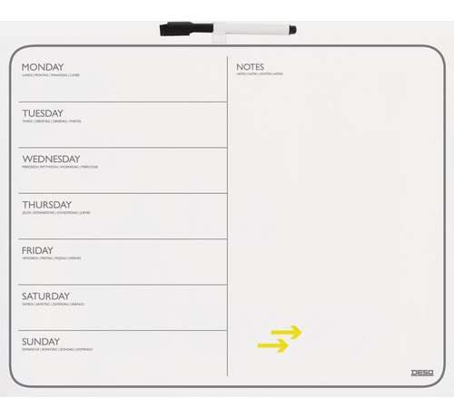 desq Desq - magnetisch memoboard en weekplanner - 40 x 50 cm