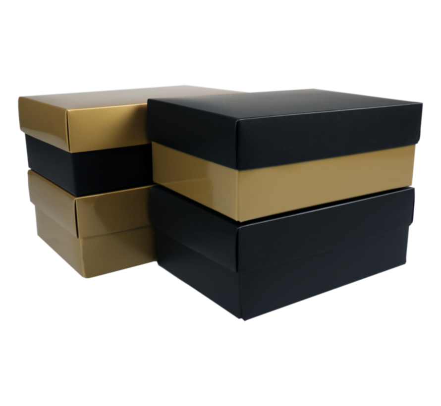 Geschenkdoos - karton -15x21x8cm - zwart/goud - 10 stuks