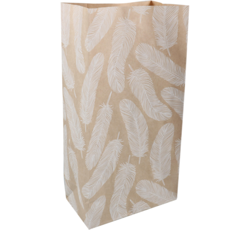 Specipack Cadeauzak - Blokbodem - Kraftpapier - 16x9,5x31cm - Veren - 50 stuks