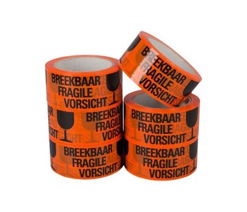 Specipack Breekbaar Tape Oranje/Zwart verpakking van 6 stuks PP Acryl