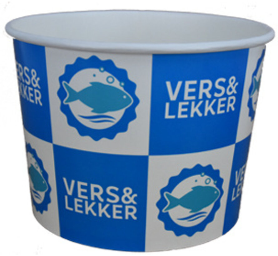 Kartonnen bucket - Vers & Lekker VIS - 66 oz - Ø 168 mm - 300 stuks