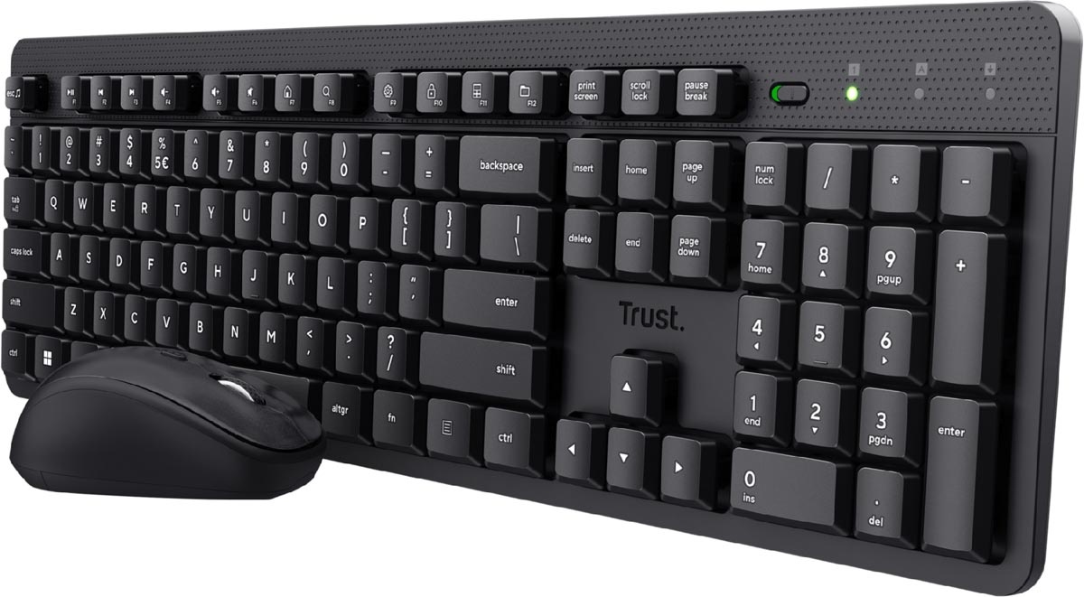 Rii Keyboard Mouse Set Wireless, Wireless Keyboard with Mouse, Wireless Keyboard and Mouse, for PC/Laptop/Windows/Smart TV, German Layout - Black
