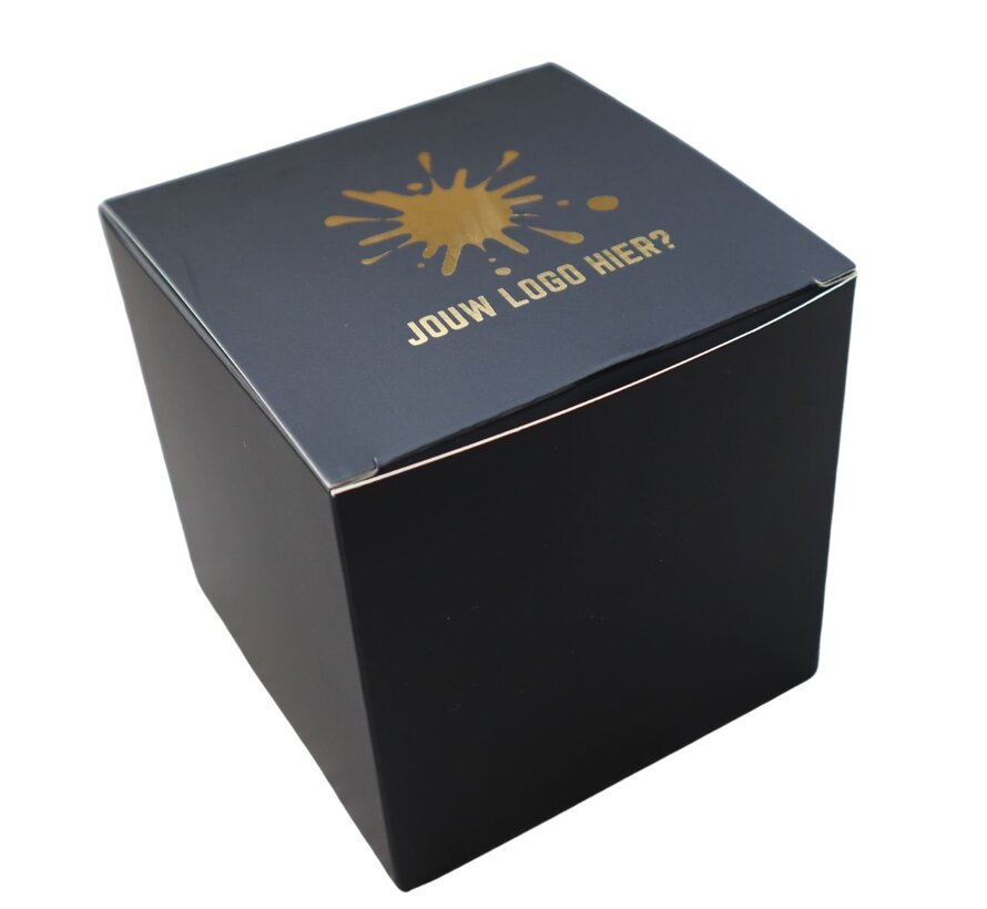 Zwarte geschenkdoos kubus met foliedruk - 10x10x10cm - 25 stuks met goudfolie