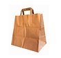Papieren tasjes bruin - 26 x 17 x 26 cm - Platte handgreep - 250 stuks