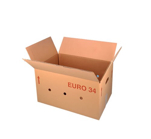 Hele Eurodoos 34 - 60 x 40 x 34 cm - Dubbele golf - Met handgrepen - Voorzien van gaten