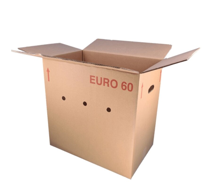 Hele Eurodoos 60 - 60 x 40 x 60 cm - Dubbele golf - Met handgrepen - Voorzien van gaten