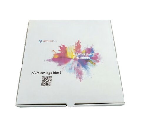 Specipack Pizzadoos golfkarton wit bedrukt met eigen ontwerp - 33x33x4,5cm - Bundel met 100 stuks