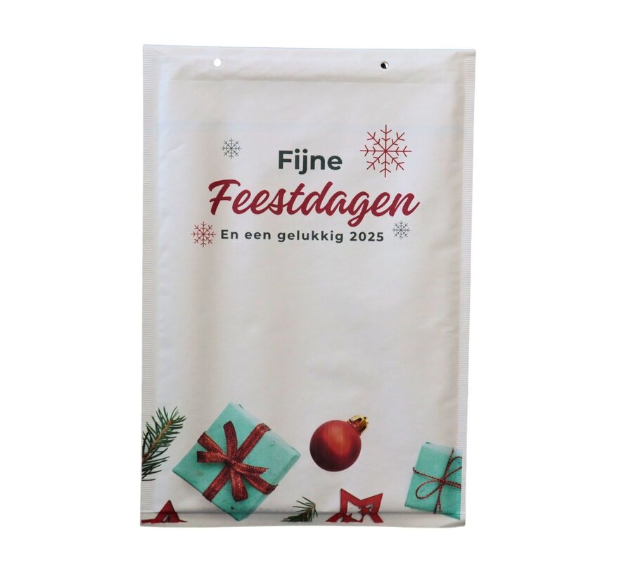 Bubbelenvelop Kerst - Fijne feestdagen - Verkrijgbaar in Wit/Bruin en C13/F16 - Doos 50 enveloppen