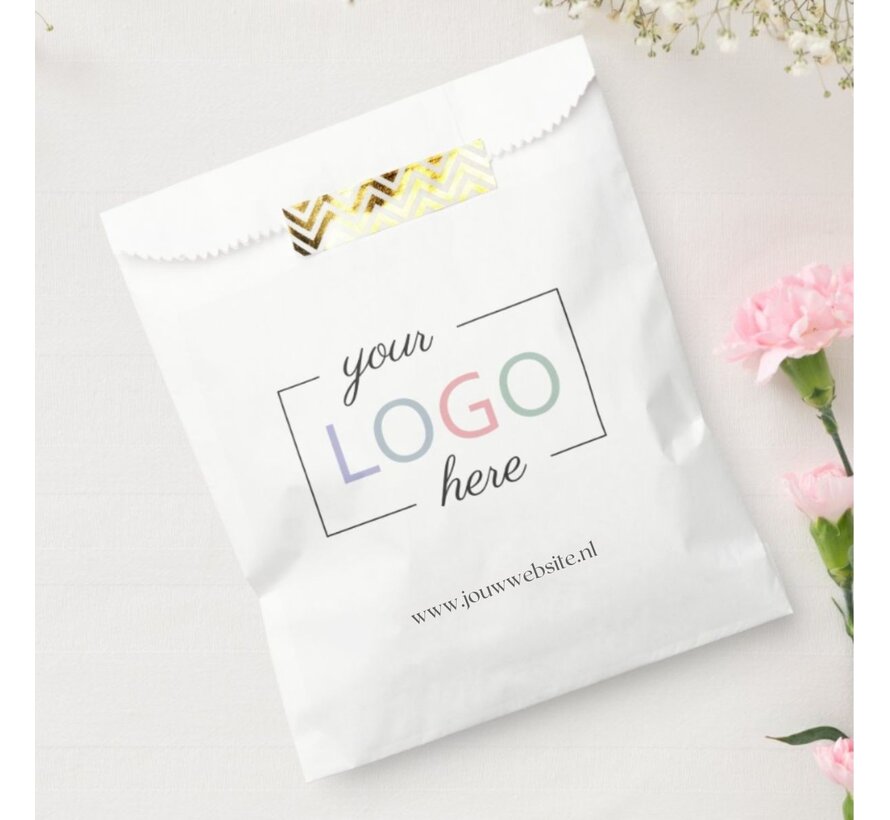 Papieren zakjes bedrukken - 15 x 22 cm - Wit - Doos met 1.000 bedrukte zakken