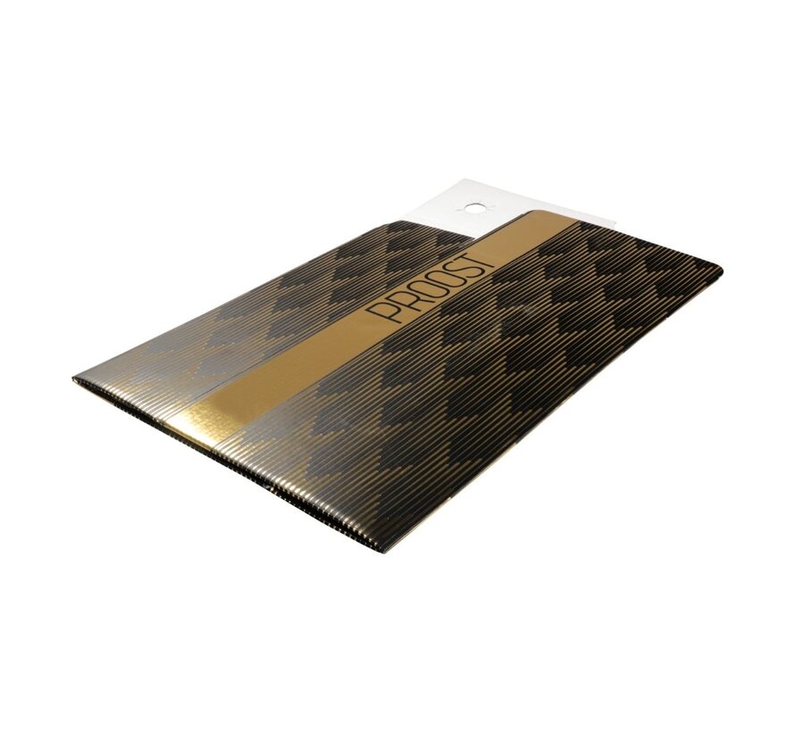 Luxe wijndoos voor 2 flessen - Zwart/goud - Karton/PE - 190x95x330mm - Pak met 10 dozen