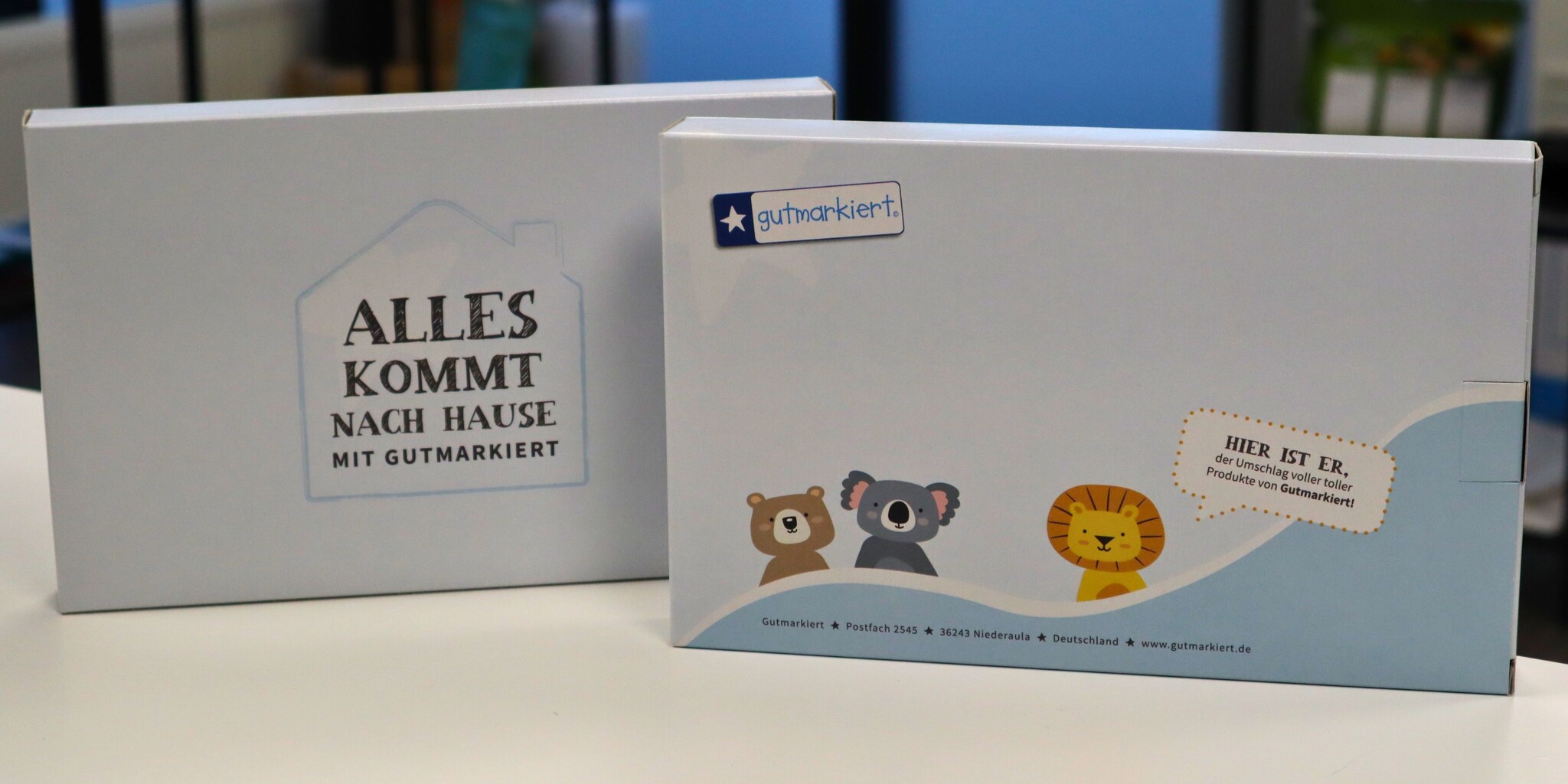Bedrukte postdoos in meertalige variant voor Goedgemerkt