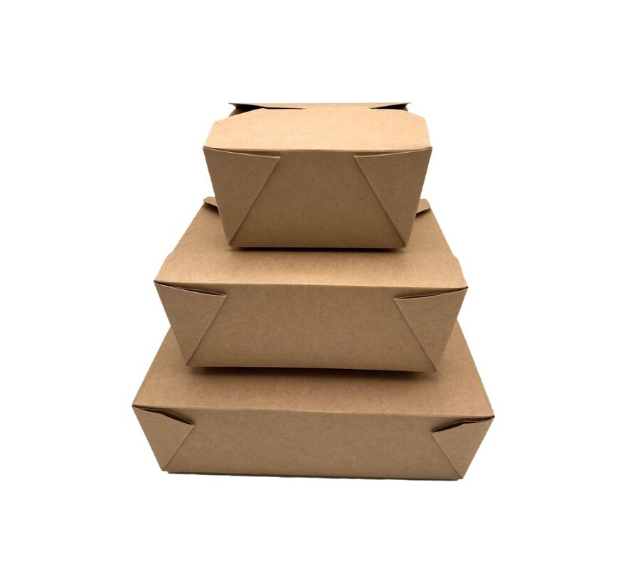 Oosterse maaltijdbox 1350 ml - take away box kraft - middel - 300 stuks
